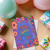 熱狂する叔母誕生日かわいらしフローラおもしろい カード