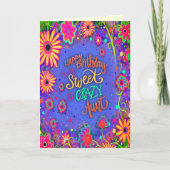 熱狂する叔母誕生日かわいらしフローラおもしろい カード (正面)