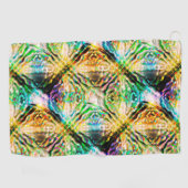 熱狂する燃えたカラフルテクスチャ、抽象芸術正方形 ゴルフタオル (横)