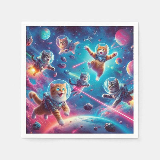 熱狂する猫が宇宙! スタンダードカクテルナプキン (正面)