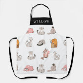 熱狂する猫パーソナライズされた エプロン (正面)