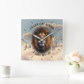 "熱狂する猫好き"スクウェアパーソナライズされたウォールクロック スクエア壁時計 (ホーム)