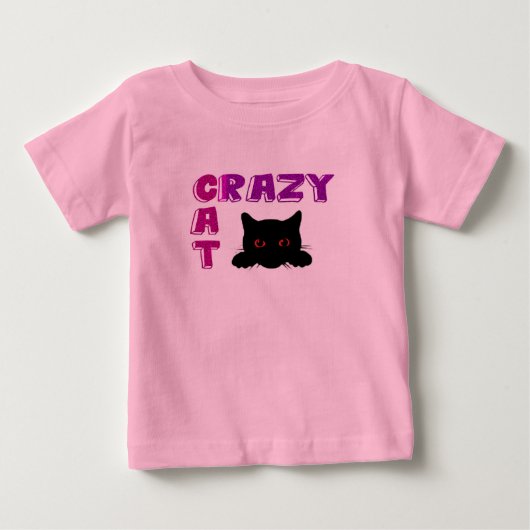 「熱狂する猫」ピンクのTシャ子供へツ。 ベビーTシャツ (正面)