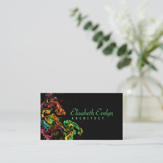 熱狂する絵を描黒地7kj 名刺 (スタンド正面)