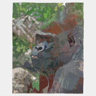 熱狂する絵を描- Gorilla フリースブランケット