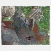 熱狂する絵を描- Gorilla フリースブランケット (正面(横))