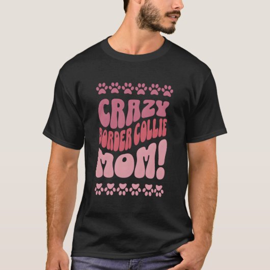熱狂する縁どCollie Momバックプリント Tシャツ (正面)