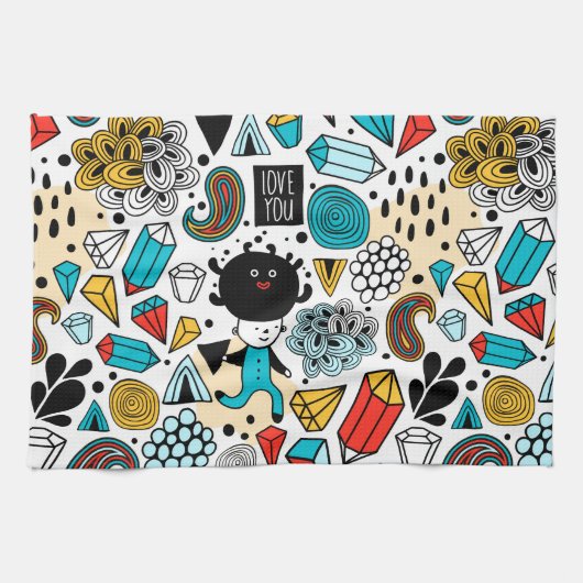 熱狂する頭 キッチンタオル (横)