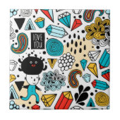 熱狂する頭 タイル (正面)