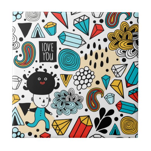 熱狂する頭 タイル (正面)