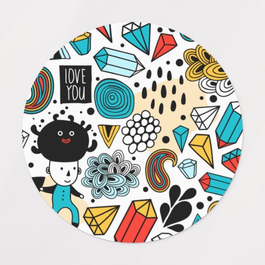 熱狂する頭 ラベル (デザイン2)