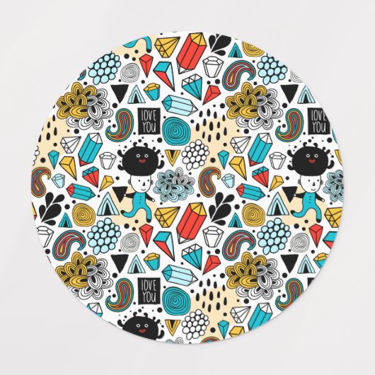 熱狂する頭 ラベル (デザイン1)