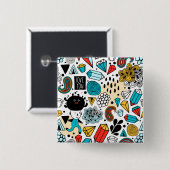 熱狂する頭 缶バッジ (正面&裏面)