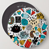 熱狂する頭 缶バッジ (正面&裏面)