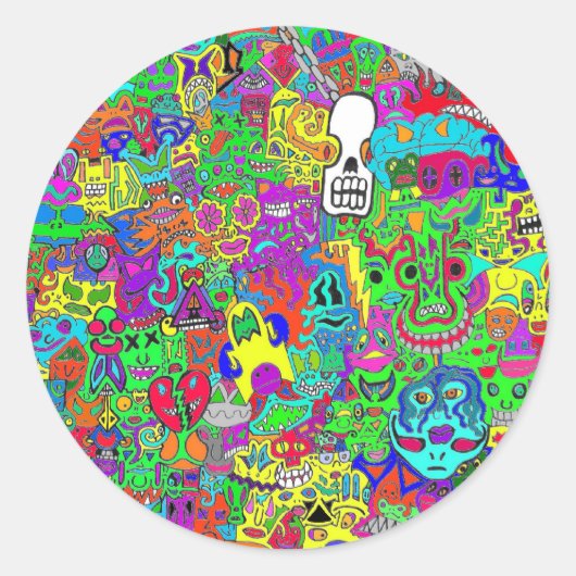 熱狂する顔 ラウンドシール (正面)