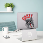 熱狂する...猫の多くの気分を探る シール (デスク上のノートパソコン)