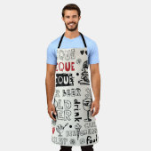 熱狂するBBQ: お洒落 Doodle Art エプロン (着用した状態)