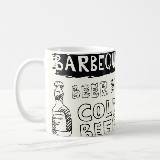 熱狂するBBQ: お洒落 Doodle Art コーヒーマグカップ (左)