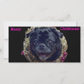 熱狂するChristmas Pugフォトカード シーズンカード