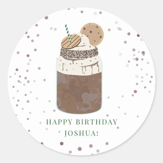 熱狂するMilkshake Chocolate Cookies誕生日パーティー ラウンドシール (正面)