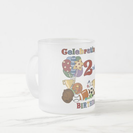 熱狂するSports 2nd誕生日Tシャツとギフト フロストグラスマグカップ (正面左)