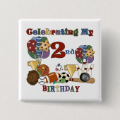 熱狂するSports 2nd誕生日Tシャツとギフト 缶バッジ (正面)