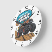 熱狂的なキッドとモンスタートラック ラウンド壁時計 (傾斜)