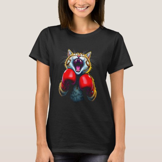 熱狂的な猫のボクシング Tシャツ (正面)