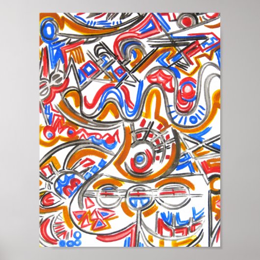 熱狂的エネルギー – 都市エギー抽象芸術アート ポスター (正面)