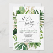 熱男女兼用帯緑金ゴールドベビーシャワー 招待状 (正面)