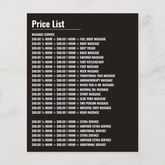 熱石マッサージ、マッサージセラピーマッサージ店 チラシ (裏面)