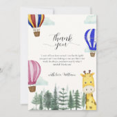 熱素朴気球ジャングルキリン赤ちゃんシャワー サンキューカード (正面)