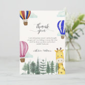 熱素朴気球ジャングルキリン赤ちゃんシャワー サンキューカード (スタンド正面)