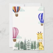 熱素朴気球ジャングルキリン赤ちゃんシャワー サンキューカード (裏面)