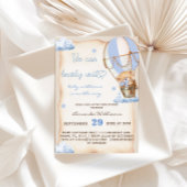 熱素朴気球ベア男の赤ちゃんシャワー 招待状