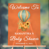 熱素朴気球秋ベビーシャワーウェルカム アクリルサイン (ニュートラル)