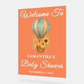 熱素朴気球秋ベビーシャワーウェルカム アクリルサイン (傾斜)