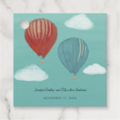 熱色彩の鮮やか気気球カスタムウェディング フェイバータグ (正面)