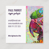 熱芸術的帯野生オウムポートレートテンプレートS スクエア名刺 (裏面)