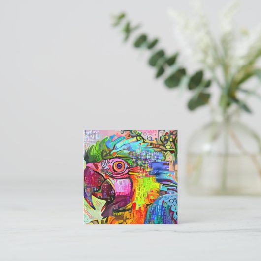 熱芸術的帯野生オウムポートレートテンプレートS スクエア名刺 (スタンド正面)