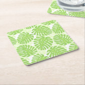 熱葉帯植物-モンステラ型 スクエアペーパーコースター (アングル)