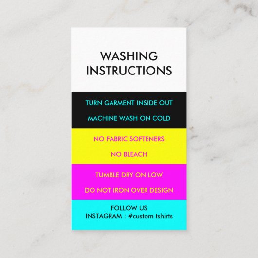 熱転写ビニル衣類洗浄指示 名刺 (裏面)