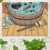 熱霜の降りたい浴槽で キッチンタオル (折り畳み)