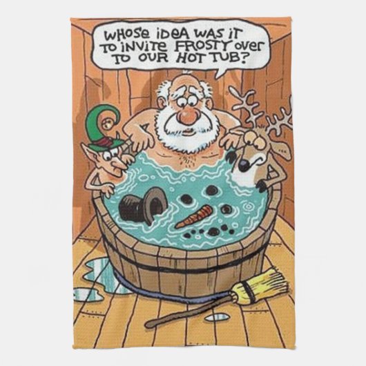 熱霜の降りたい浴槽で キッチンタオル (縦)