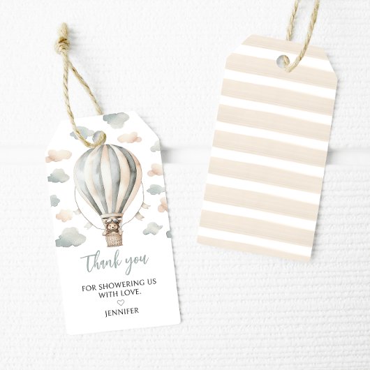 熱風テディベア気球ベビーシャワーありがとう ギフトタグ