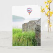 熱風気球誕生日カード カード (黄色い花)