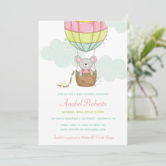 熱風船ベビーシャワー招待状 招待状 (スタンド正面)