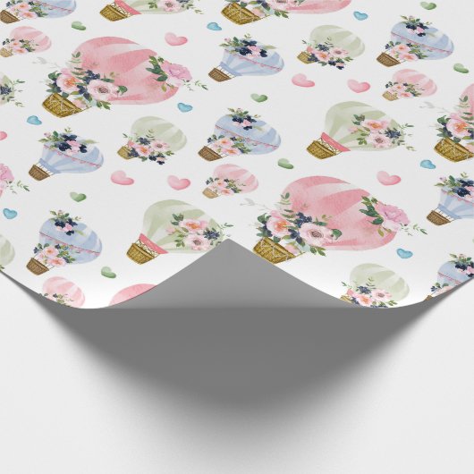 熱風船及び水彩赤面フローラ ラッピングペーパー (角)