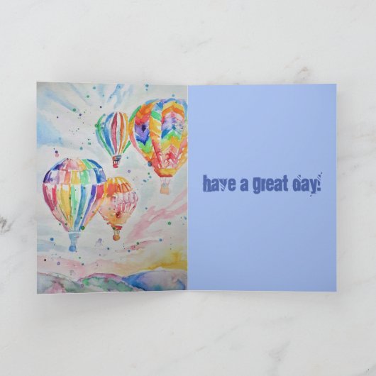 熱風船水カラー絵画誕生日カード カード (内部)