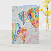 熱風船水カラー絵画誕生日カード カード (黄色い花)